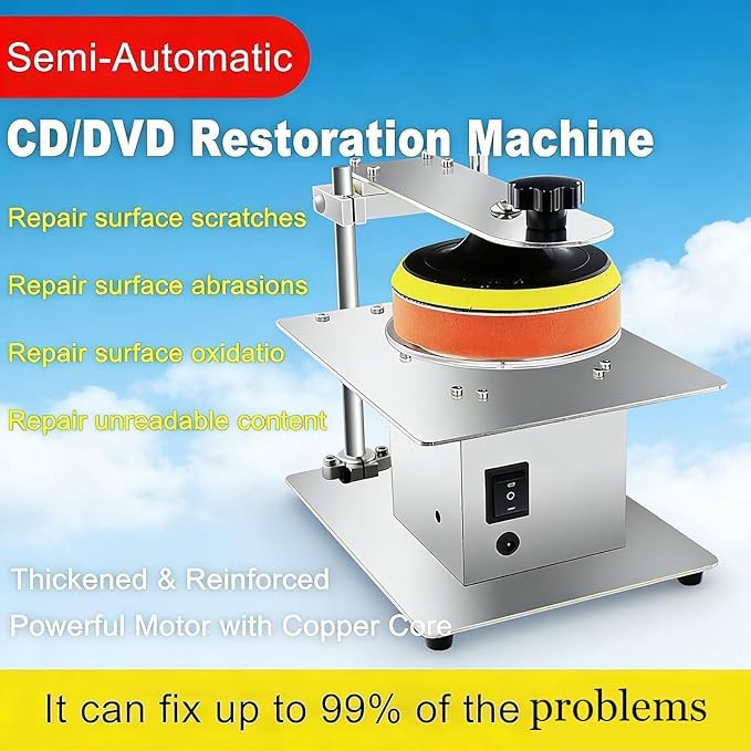 Macchina di pulizia per riparazione dischi, lucidatrice semiautomatica, per DVD e CD graffiati, tasso di riparazione del 99%, ripristina dischi ottici