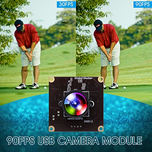 ELP USB Kameramodul High Speed 90fps Global Shutter USB Kamera, 2MP 1200P USB Webcam mit Weitwinkelobjektiv ohne Verzerrung 126 Grad für Computer, Laptop, Android – Bild 3