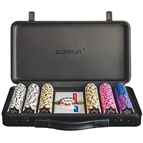 SLOWPLAY Nash 14 Gram Clay Poker Chips Set for Texas Hold’em, 300 PCS/500PCS [with Numbered Values] Features a high-end Carrying case