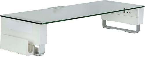 Mount-It! Soporte para monitor de cristal con 3 puertos USB  Elevador de escritorio para pantallas de 24, 27, 30, 32 pulgadas, capacidad de 66 libras