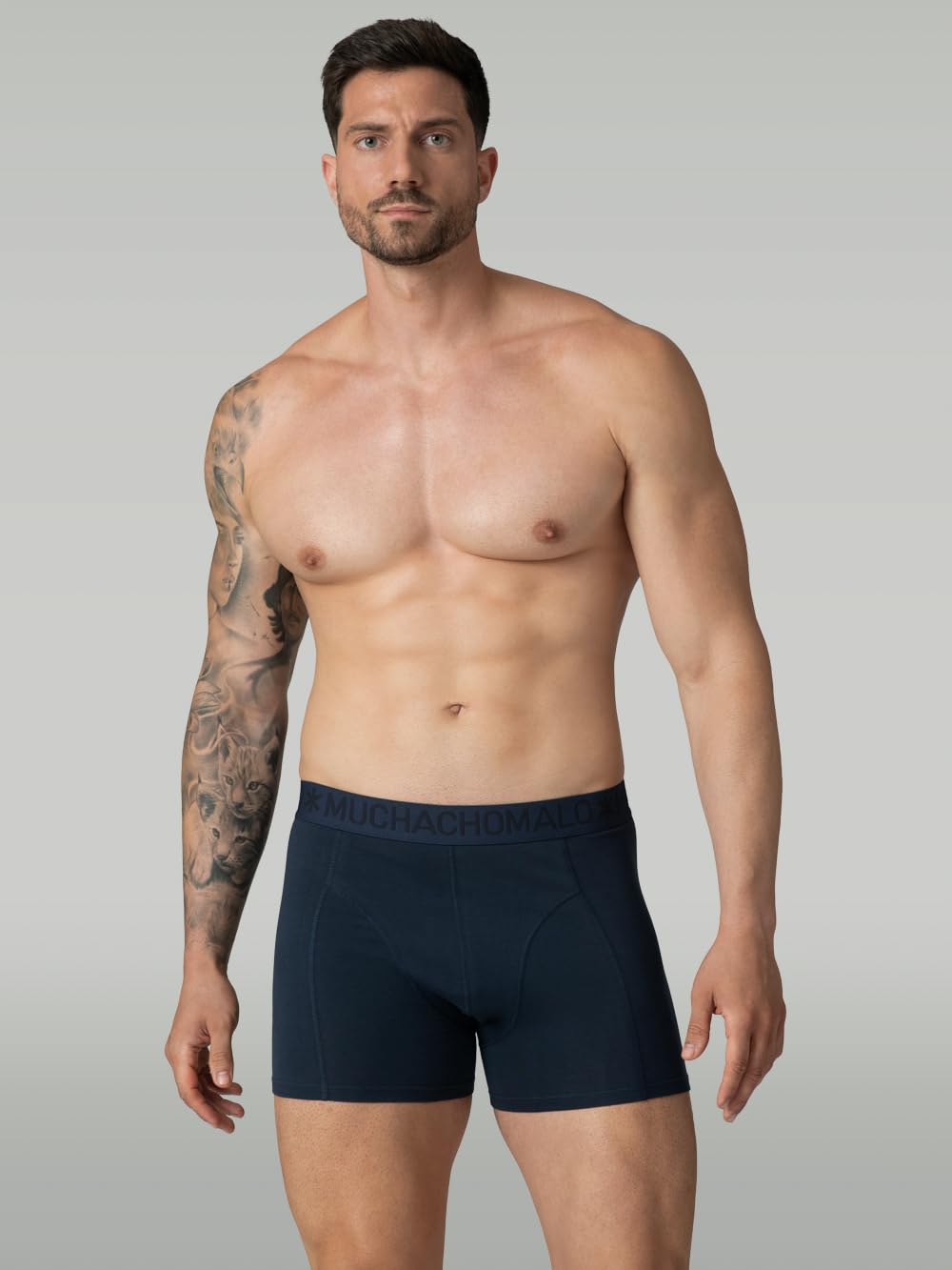 Muchachomalo Uomo Boxer 7-Pack, Tinta Unita, Cotone, Fascia Elastica
