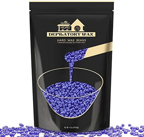 Lifestance Hard Wax Beans Hair Removal Kit, 1lb Large Refill Stripless Waxing Beans for Women Men Waxing Depilatory Violet Pearl Wax Beads