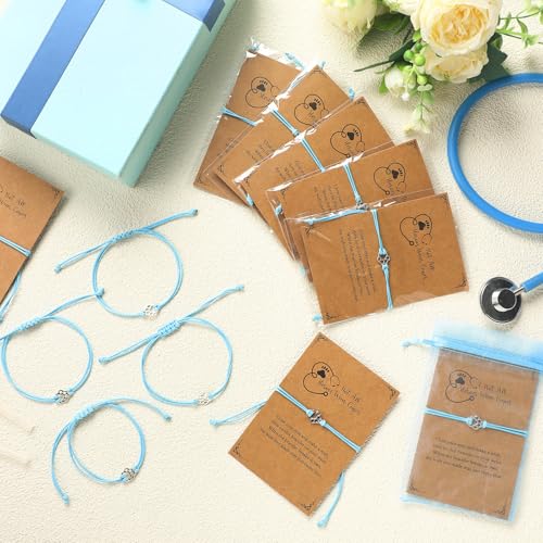 Vet Tech Week Gifts Paw Print Bracelets Bulk Veterinary Appreciation Gift Teal Adjustable Paw Print Bracelets with Thank You Cards Cat Dog Pet Party Favor for Animal Lover Vet Techs4
