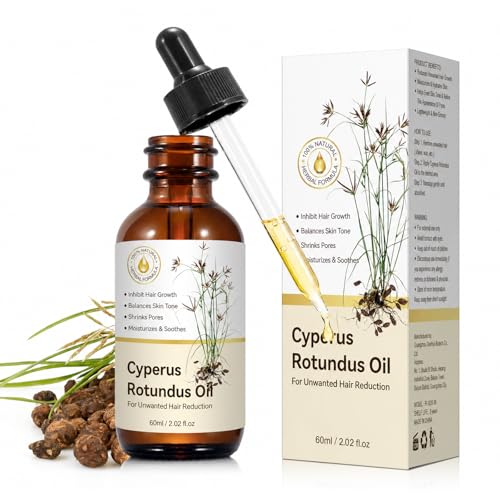 Cyperus Rotundus Oil for Hair Removal Reduces Hair Growth & Soothing Moisturizing Glass Skin Natural Cold-Pressed Herbal with Sweet Almond Peptides & Aloe Vera All Skin Types 60ml