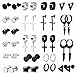 20Paia Acciaio Chirurgico Orecchini per Uomo Donna a Cerchio Nero Pendente Croce Kpop Huggie Anallergici Set Tondo Argento Zirconi Punk immagine