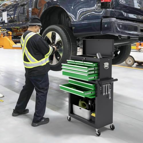Image of 8-Drawer Rolling Tool Chest Tool Box,Removable Tool Storage Cabinet with 4 Wheels and Drawers,2 in 1 Portable Toolbox Organizer, Tool Chest with Lockable Drawer Gifts for Men (Black&Green)