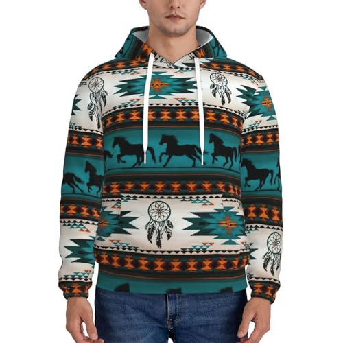 Sweat à capuche homme imprimé cheval EdWal pull sport décontracté - 2