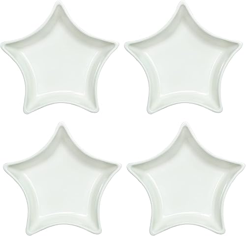 Bicuzat Plato de cerámica multiusos en forma de estrella para condimentos, platos para sushi para aperitivos (juego de 4)