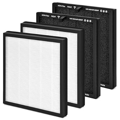 HSIAMEN HAP605 Replacement Filter Compatible with FreAire HAP605 HAP607 & XenonLab HAP605 HAP607 Air Purifier, High-Efficiency Activated Carbon, 4-Pack