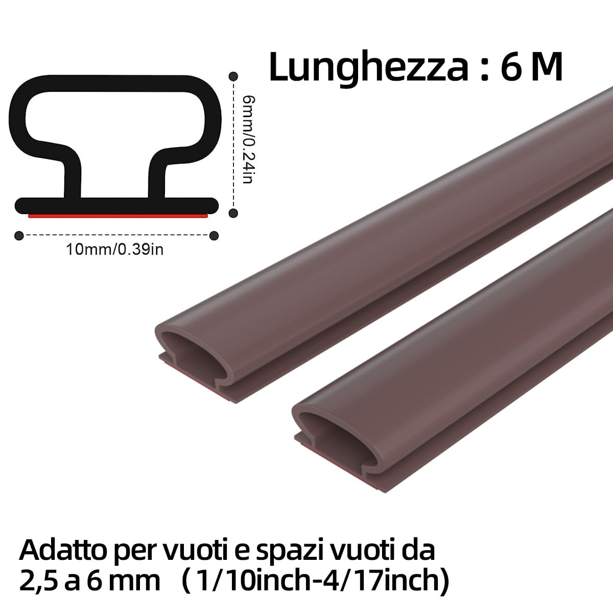 GUARNIZIONE ADESIVA PARAFREDDO 6 MT PARASPIFFERI PORTE FINESTRE MARRONE 9MM D - Foto 6