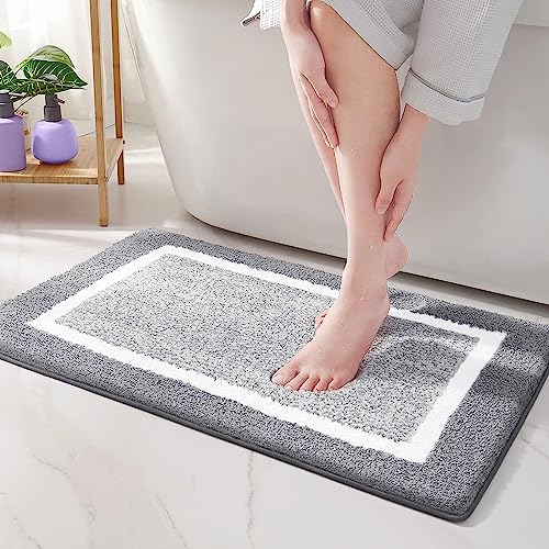 Color G Bathroom Rug Mat, Ultra Soft And Water Absorbent Bath Rug, Bath Carpet, Machine Wash/Dry, For Tub, Shower, And Bath Room (20"X29",Grey And White) #TOP6