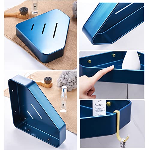 Cesta de ducha con gancho espacio de aluminio montado en la pared azul 6