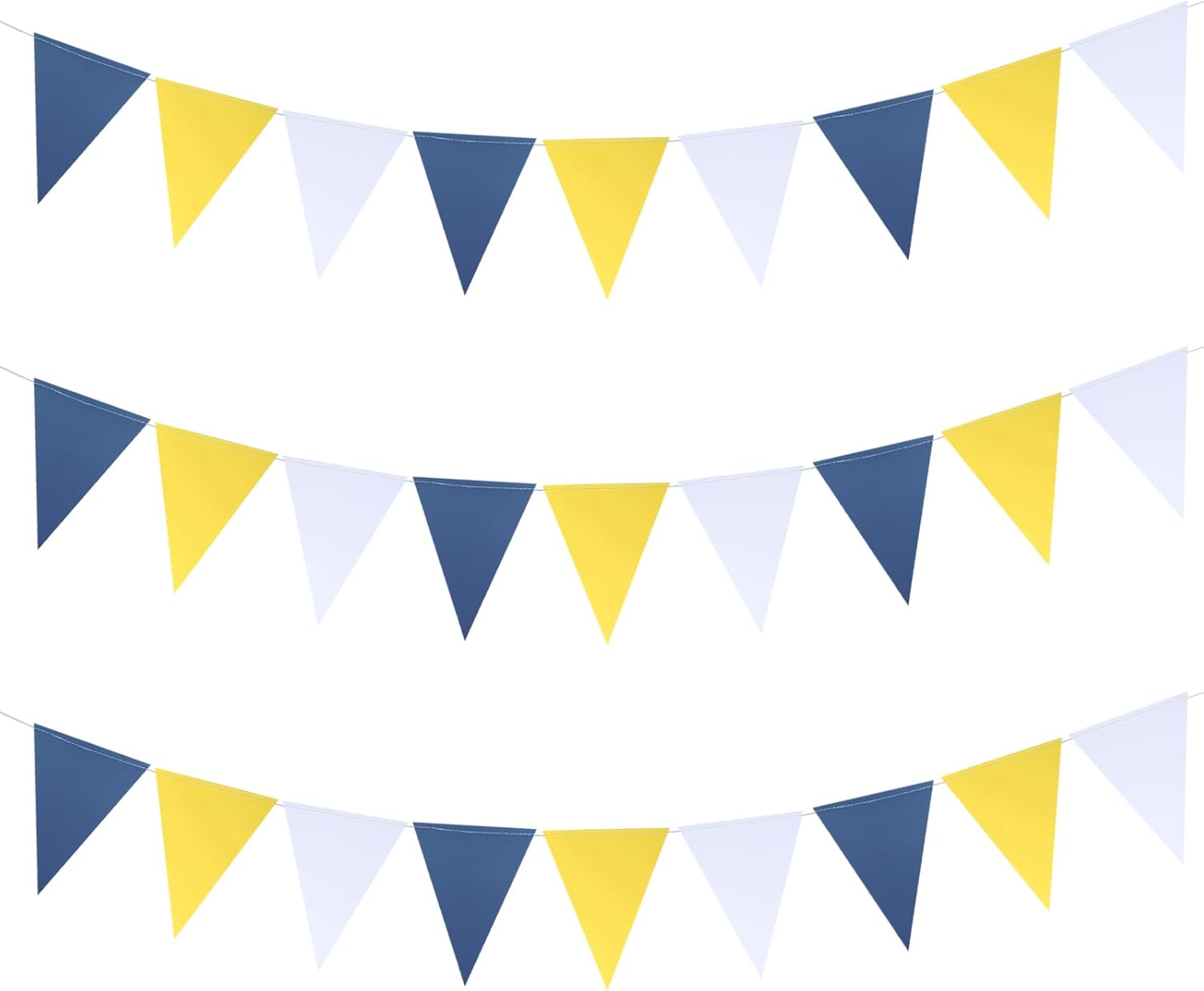 Mefuny 3 Pack Navy Blue Yellow White Flag Pennant Banner Bunting Garland for Graduation Wedding Birthday Baby Bridal Shower - Image 4