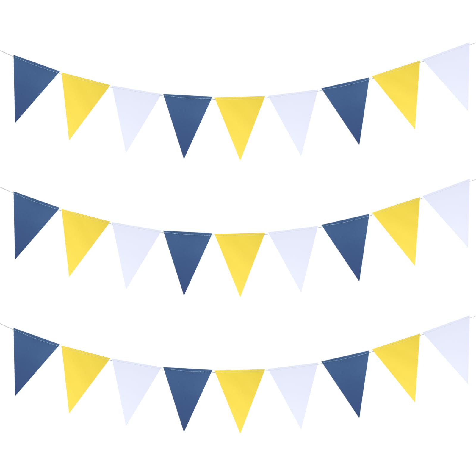 Mefuny Wimpelkette für Abschlussfeier, Hochzeit, Geburtstag, Babyparty, Brautparty, Marineblau, Gelb, Weiß, 3 Stück