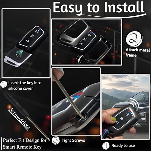 Image of Car Key Cover Compatible With MG Windsor EV & Hector | Premium 3-Button Smart Case | Luxury Protection Shell