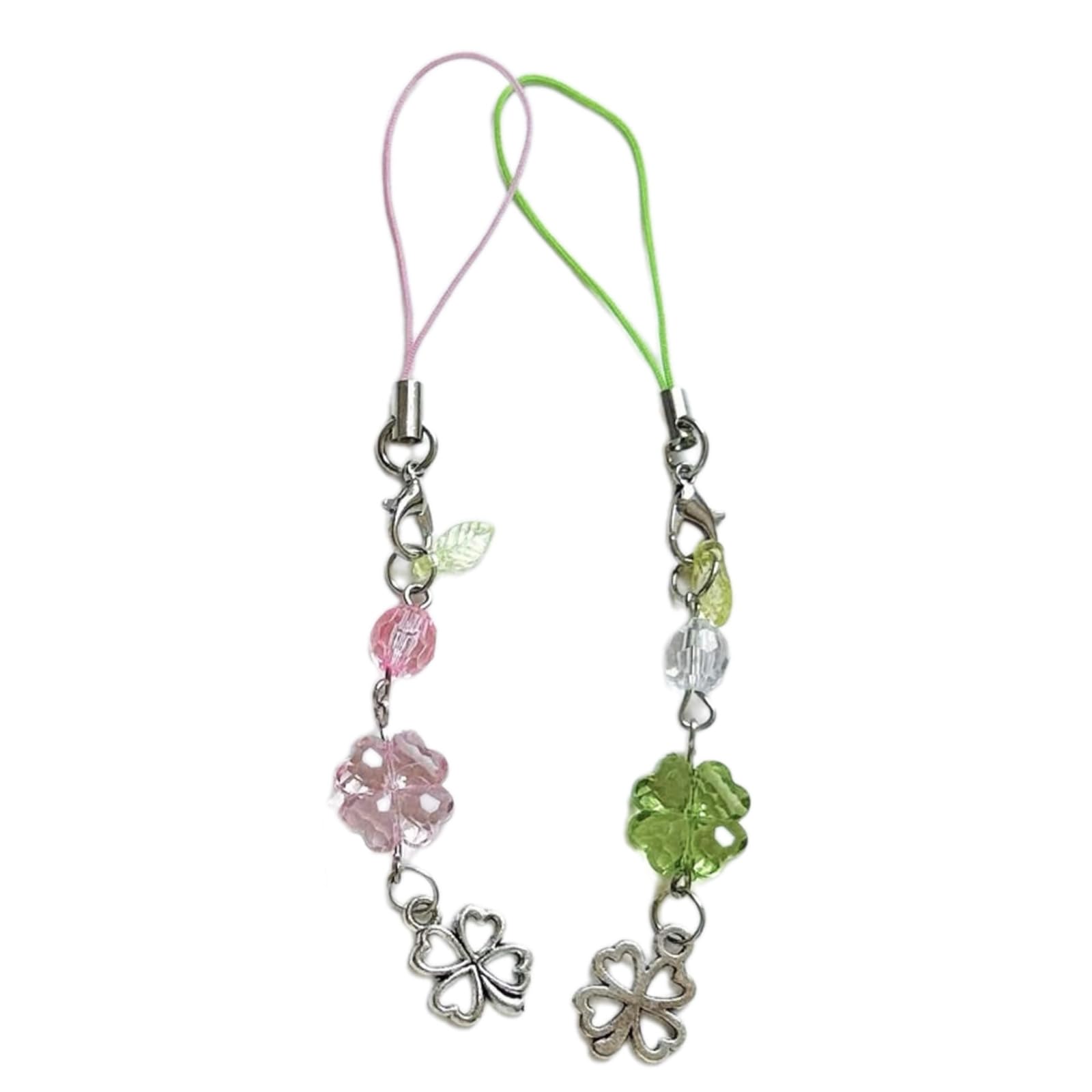 NEWFT Good Luck Charm Phone Accessory Youthful Luck Clovers Phone Adornment Unique Bead Phone Charm for Daily Use