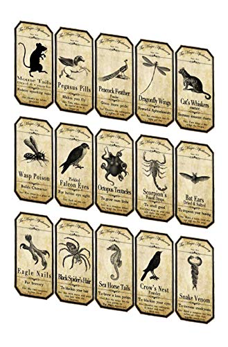 Halloween 15 animal apothecary bottle labels stickers laminated ready to use. Party decoration