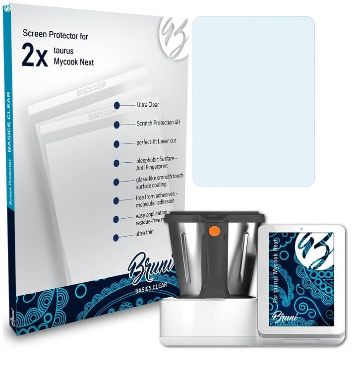 Bruni Película Protectora compatible con taurus Mycook Next Protector Película, claro Lámina Protectora (2X)