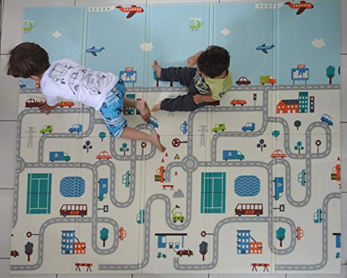 Tapete Infantil Dobrável Emborrachado 2,00x1,80 M Educativo (Ônibus/Estradinhas)