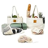 Hem & Harvest Reusable Bag (5 reusable grocery bags) Large totes with 2 handles UPGRADED
