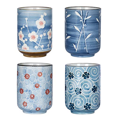 Sunddo Japanese Ceramic Tea Cups 11 oz Blossom Teacups Tea Gifts Set of 4 Sunddo Japanese Ceramic Tea Cups 11 oz Blossom Teacups Tea Gifts Set of 4