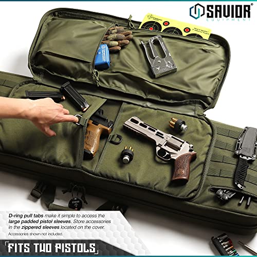 Savior Equipment American Classic Tactical Double Long Rifle Pistol Gun Bag Firearm Transportation Case W/Backpack - 42 Inch Olive Drab Green #TOP3