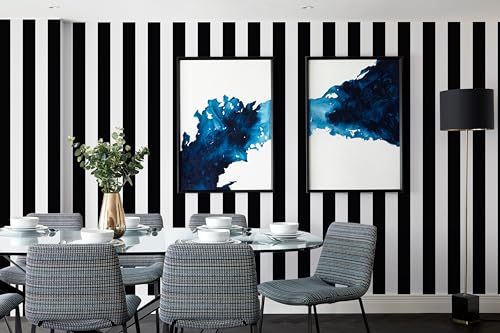 Guvana 472.4"x17.7" Striped Peel and Stick Wallpaper Black and White Self-Adhesive Wallpaper Removable Contact Paper Waterproof Wall Paper for Livingroom Cabinets Shelves Drawer Liner Decor Vinyl Roll by Guvana - Image 4