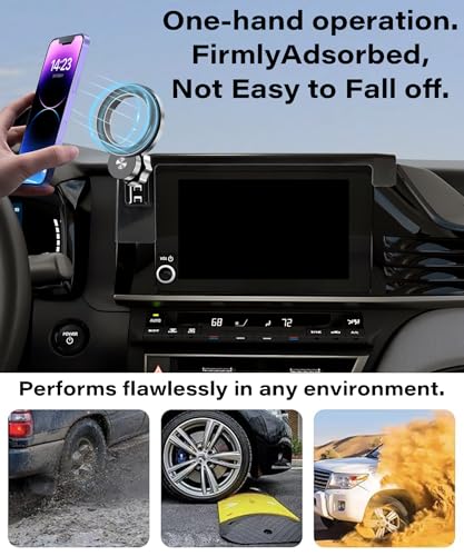 Image of Car Phone Holder for 2025 2026 Toyota Camry 8 inch Screen Accessories | MagSafe Strong Magnetic Clip-On Cell Phone Mount, 360 Rotatable Hands-Free Holder, Not Block Air Vents