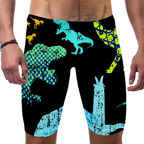 Jammers de natación negros de dinosaurio para entrenamiento diario en piscina