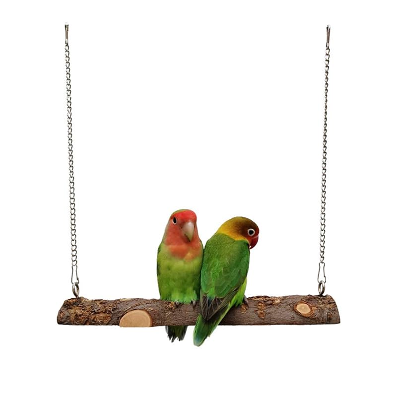 Balanço de Madeira Natural para Aves Nynelly com Correntes e Ganchos – 1 Unidade