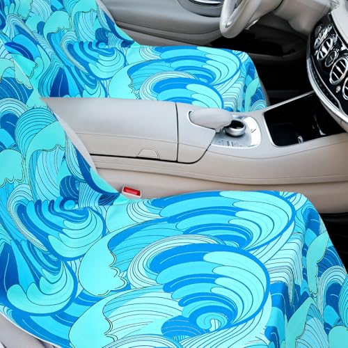 Image of Hahafelt 2 Pack Car Seat Towel Cover with Storage Bag, Waves