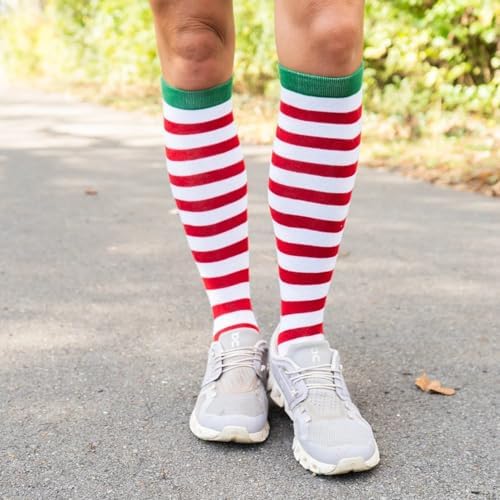 Gone For a Run Stripe Elf Socks - Knee High - Red White & Green - One Size image 5