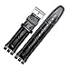 Produktbild TVKSIPAR Echtes Leder Uhrenarmband passend for Swatch 17mm 20mm Uhrenarmband Sport Wasserdichtes Ersatzuhrenarmband Herren Damen Business Armband(Black,19mm)
