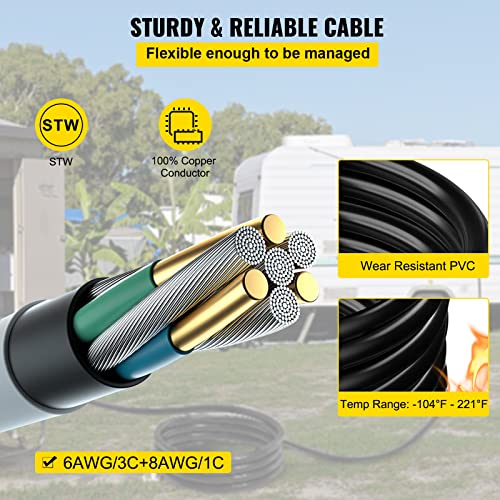 VEVOR 30FT 50 Amp Generator Extension Cord NEMA 14-50P & SS2-50R & CS6