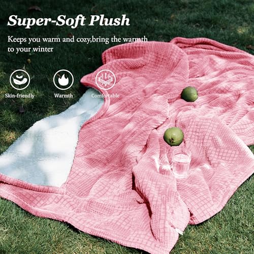 Heated Blanket Electric Blanket Throw 50”X60”-Heating Throw with 9 Heat Settings-10 Hours Auto Off,ETL Certified,Machine Washable (Light Pink)