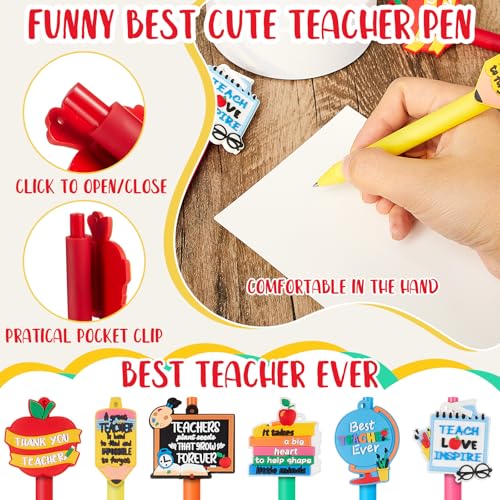 Image of 36 Pieces 36 Pcs Teachers Appreciation Gifts Bulk Include Cute Ballpoint Pen, Funny Keychains, Sticky Notepad Teachers Thank You Gift Set for Teacher Appreciation Week, End of Year Graduation (Bright)