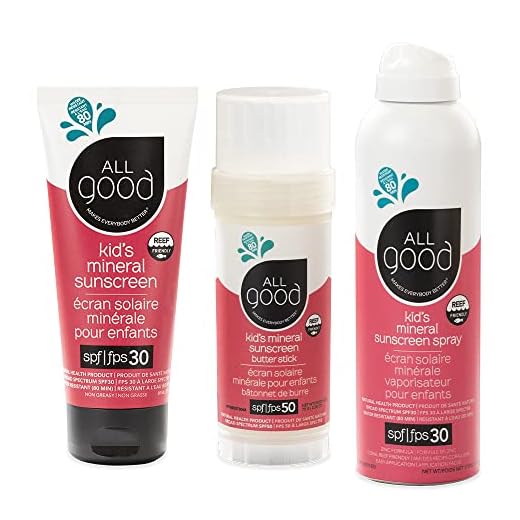 All Good Baby & Kids Mineral Face & Body Sunscreen - UVA/UVB Broad Spectrum, Coral Reef Friendly, Water Resistant, Zinc Oxide - SPF 50 Butter Stick, SPF 30 Lotion & Spray