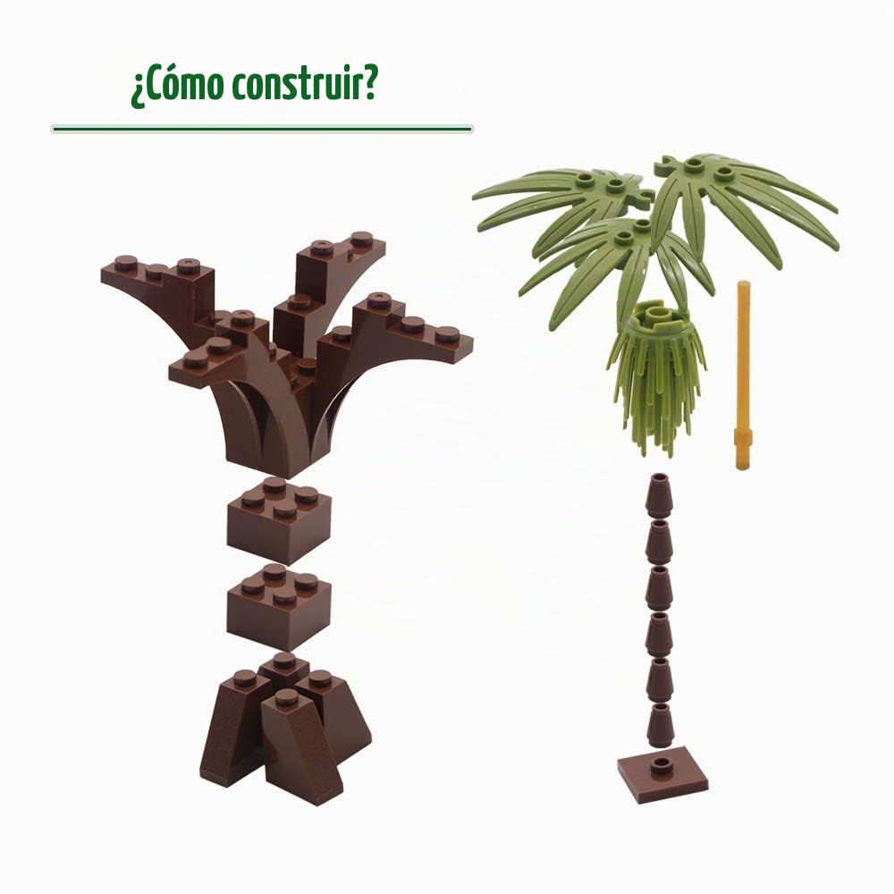 Set de Construcción, Accesorios de Jardín/Selva/Botánico/Bosque/Granja, Jueguete Ladrillos de Flores/Plantas/Hierba/Árbol/Animales, Juguetes para Niños y Adultos