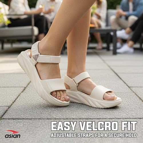 Image of ASIAN Indigo-32 Women's Casual Platform Sandals with Adjustable Strap | Lightweight EVA Sandals with Comfortable Cushioning Footbed for Travel