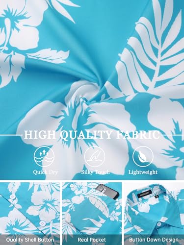 Image of Men's Hawaiian Shirts Short Sleeve Aloha Shirt for Men Casual Button Down Tropical Hawaii Floral Shirt Summer BeachParty