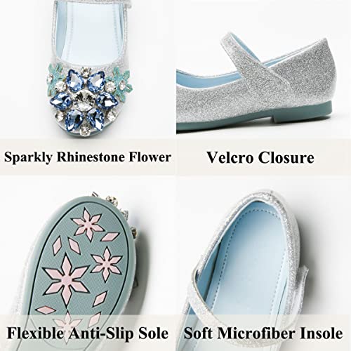 WENJIAZHIZHI Toddler/Kids Girls Mary Jane Ballerina Flats Flowers Princess Dress Ballet Shoes for Girls Party School Shoes2