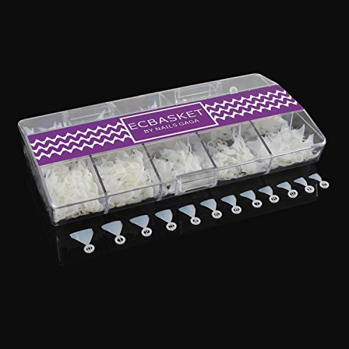 Ecbasket 10 Sizes 600 Pcs Totally Pre-numbered Natural French Acrylic Tips Nail Art Stiletto Half Tips with Box