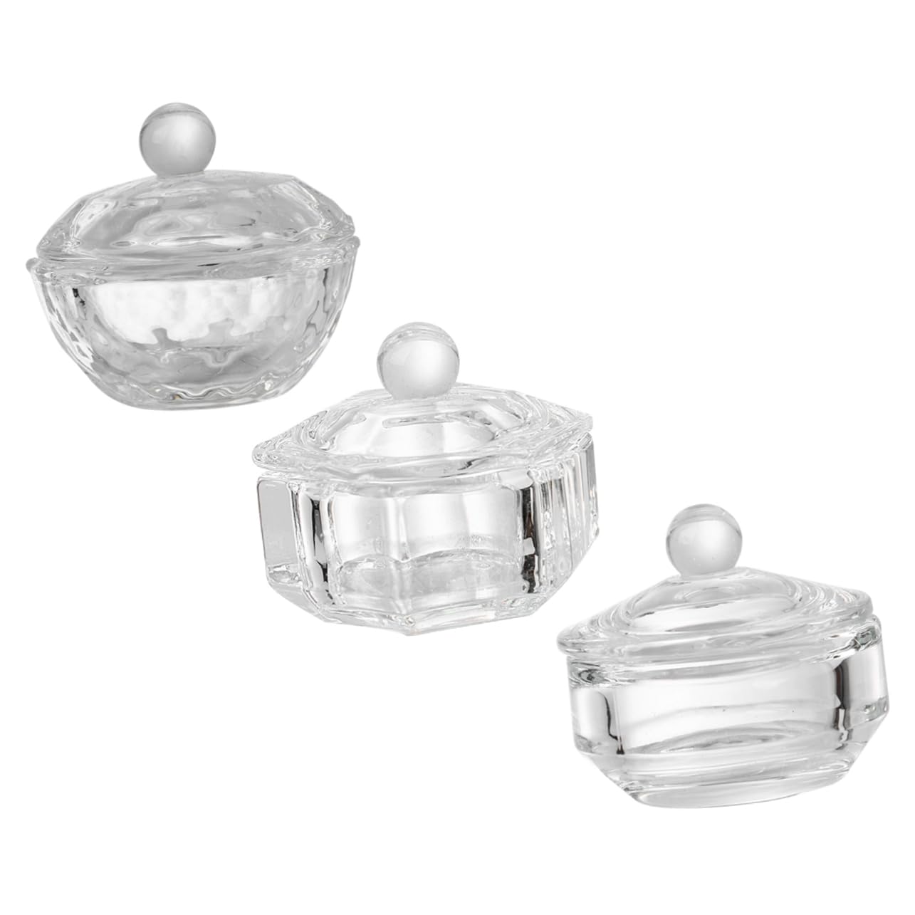 ARTSEWPLY 3Pcs Crystal Nail Art Cup High Transparency Glass Liquid Mixing Cups for Manicures for Nails Durable and Portable Design for Nail Professionals