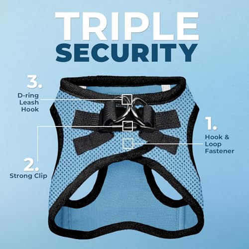 Image of Voyager Step-in Air All Weather Mesh Harness & Reflective Dog 5 ft Leash Combo, Neoprene H&le, for Small, Medium, Large Breed Puppies by Best Pet Supplies - Leash Harness (Baby Blue /Black Trim), XS