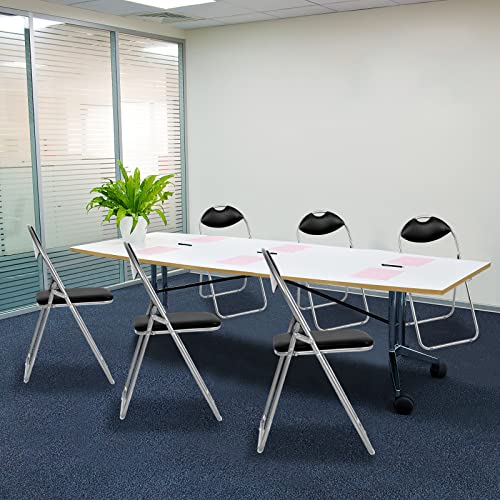 Image of Giantex 2-Pack Folding Chairs Set - Waiting Room Chairs with Padded Seats and Carrying Handle for Desks Home Office Steel Guest Reception Party Poker Stackable Conference Chairs Pack of 2