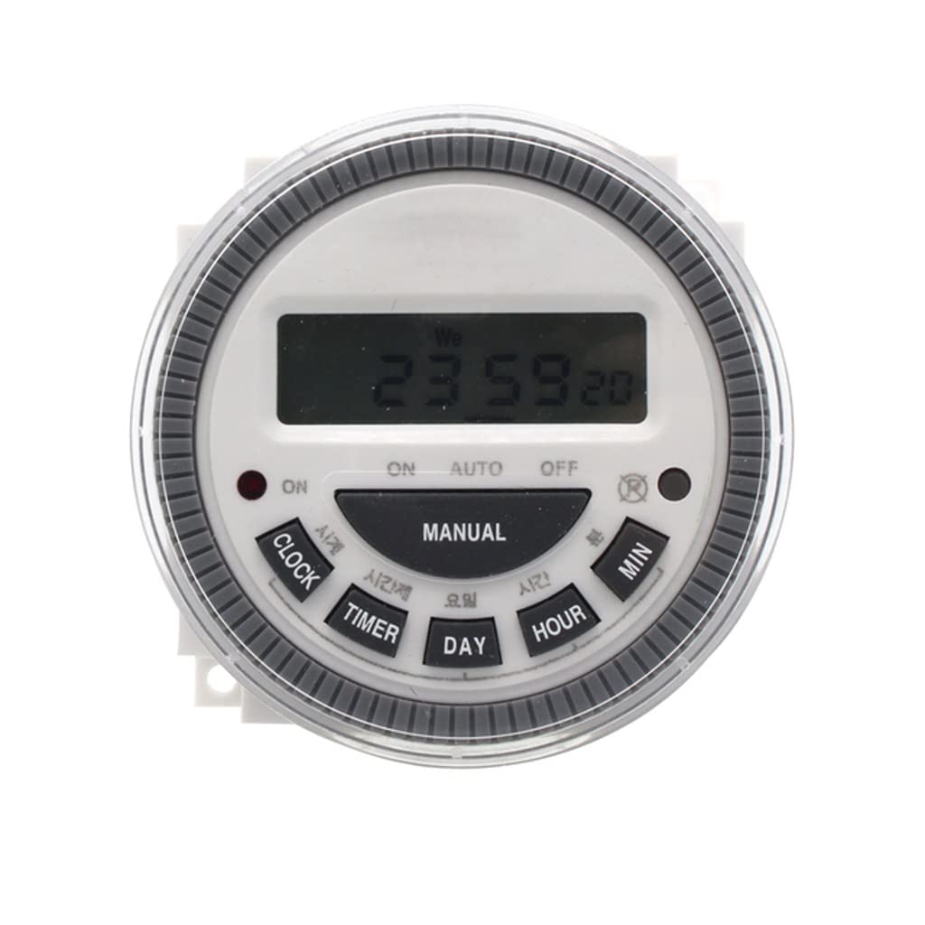 JFDBGU De múltiples Fines MT619 12VDC / 220VAC Interruptor de Temporizador Digital con Cubierta Impermeable, cableado fácil, 7 días de Interruptor de Tiempo programable(16A 220VAC)