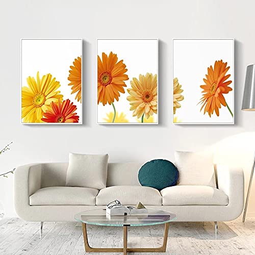 Fleurs naturelles de camomille en peinture sur toile pour déco salon