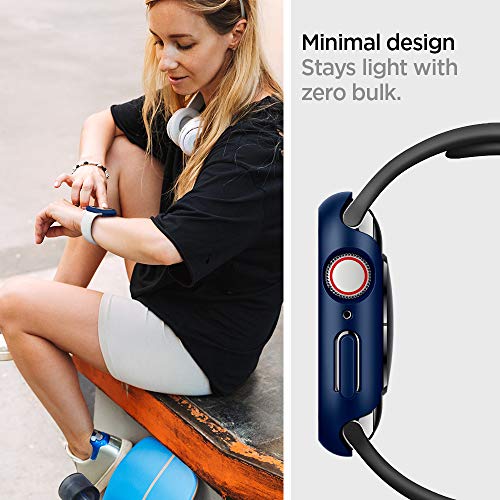Image of Spigen Thin Fit for Apple Watch SE3 44mm Case, SE2 /SE /Series 6 /5 /4 44mm Lightweight Hard Cover Case - Metalic Blue