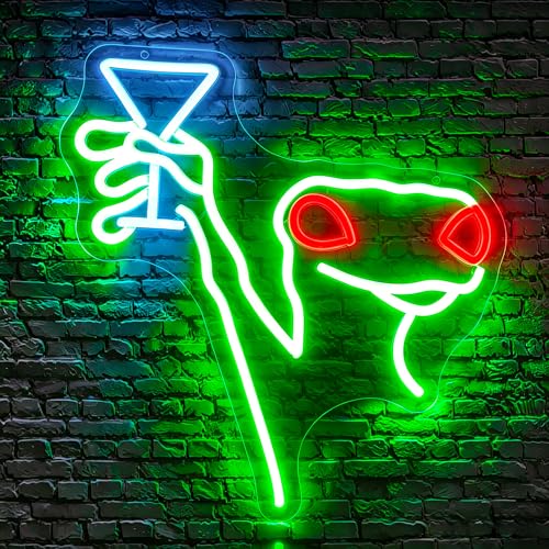 Image of Neon Sign, Lizard Martini Neon Signs for Wall Decor - Dimmable LED Signs for Bedroom, Living room, Gaming Room, Party, Bar, Home Decor - USB Powered Light Up Sign Decorations Gift