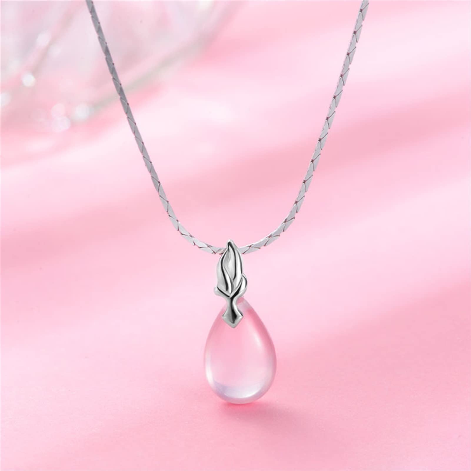 Collane Signore temperamento elegante collana rosa pietre preziosa a forma di gemma a forma di goccia elegante collana di lusso gioielli gioielli Collana da donna ( Chain length : 45cm )